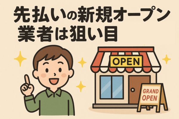 先払いの新規オープン業者は狙い目でおすすめ!